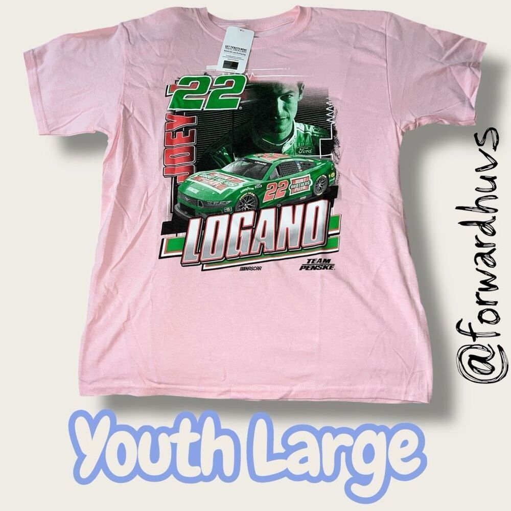 Joey Logano NASCAR Graphic Tee – Youth Large – Pink - With Tags